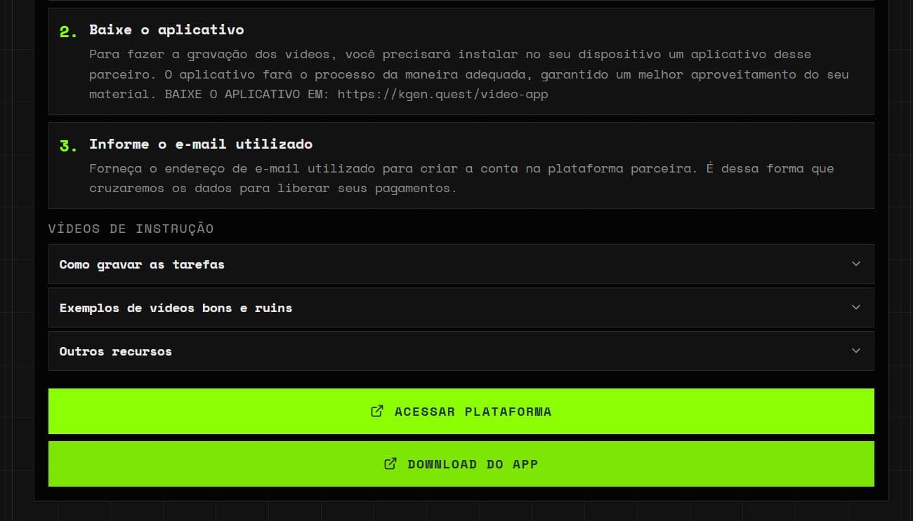 Botões Acessar Plataforma e Download do App